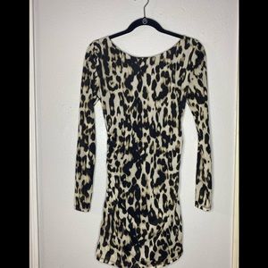 Guess animal print long sleeve fitted dress